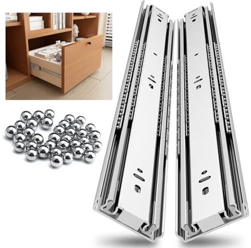 NECILO Schubladenschiene, Schwerlast, Seitenmontage | Vollauszug mit Kugellager, 68kg Ladekapazität Schubladenauszüge, Seitenmontage schubladenführungen, 1 Paar, 650 mm