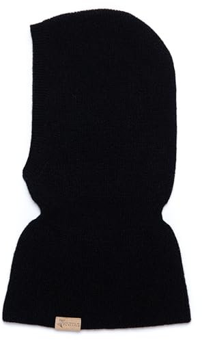 KNITAS Einlagig Gestrickte Kindermütze aus Merino und Kaschmirwolle für Babys, Kleinkinder I Super Weiche Warme Sturmhaube I Kinder Wintermütze in Schwarz - Größe (46-50) für (1-3) Jahre