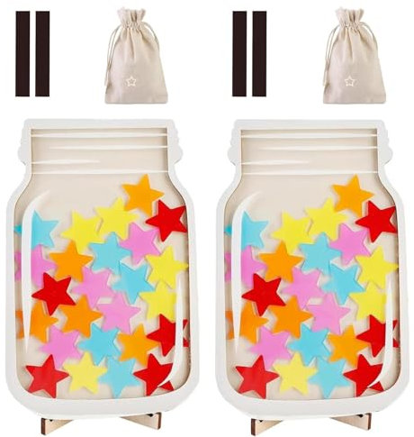 ZJHESXV Magnetisches Belohnungsglas für Kinder, Stern-Belohnungsglas, Personalisiertes Belohnungsglas, Klassenzimmer-Sterne-Belohnungsglas, Klassenzimmer Tools Für Schüler Und Lehrer 2pcs