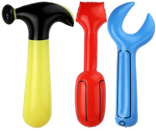 Inflatable 3 Pcs Tools Toys, Tool Set Blow Up Hammer Wrench Screwdriver Toy for Construction Party Inflatable Decoration