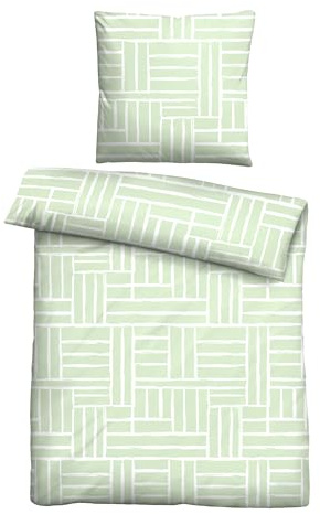 Traumhaft schlafen - Castell - Markenbettwäsche Bettwäsche Baumwoll Seersucker 0020370 KÄSTCHEN 1x 135x200 cm + 1x 80x80 cm, Salbei