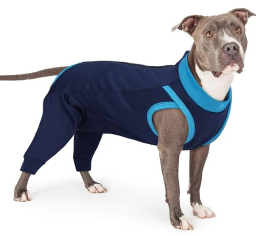 PUMYPOREITY Body per Cani, Tutina Cane Post Operatoria Sterilizzazione Tuta Post Operatoria Cane Femmina Manica per Gambe Posteriori Cane Protettore per Zampe Cani(Blu Navy, L)