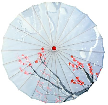 OAJABBGE MultiPurpose Bamboos Silk Umbrella Decorative Parasol For Traditional Celebration And Everyday Use 82cm Diameter