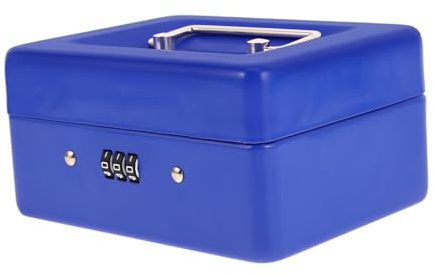NOLITOY Cassetta di Sicurezza e Vassoio Rimovibile con Serratura Portatile in Ferro Blu Box Portavalori per Ufficio e Casa per Piccoli Oggetti e Contanti