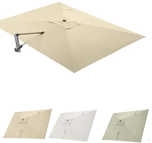 10' X 13' Rectangle Cantilever Umbrella Replacement Fabric 8 Ribs Patio Parasol Canopy Replacement Cloth, Large Garden Umbrella Top Cover Anti-UV(Khaki,3x4m(10' x 13') Single top)