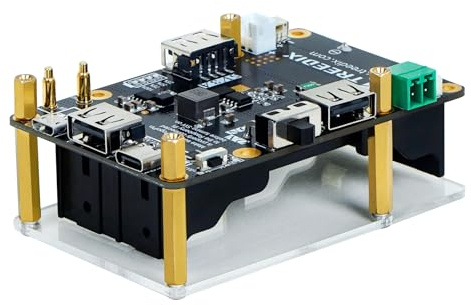 Treedix Fuente de alimentación ininterrumpida de 5 V para Raspberry Pi, carga y salida simultánea, fuente de alimentación mediante pines Pogo, circuito Boost de alto rendimiento compatible con