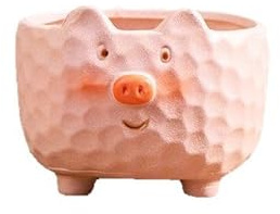 Joli pot de fleurs en forme de cochon | Pot de fleurs en céramique avec surface texturée | Pots de fleurs créatifs de dessin animé pour plantes grasses, cactus, herbes | Petit pot de fleurs décoratif