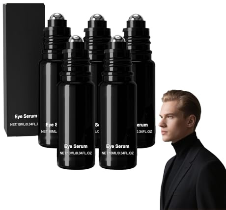 Siero per gli occhi per gli uomini ridurre le occhiaie e gonfiore - Crema per gli alla caffeina con palla da massaggio a 360 ° - Crema per la riparazione degli per Uomini e donne, 10ml (5 bottiglie)