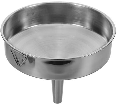 Mikikit Entonnoir à Carburant en Acier Inoxydable Épais 24 Cm, Grand Diamètre, Bord Anti-déversement, pour Remplissage Huile et Liquides Automobiles, Usage Mécanique et Particulier