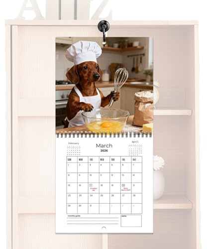 Calendario 2026, Planificador de planificación de Dachshund - Calendario de pared mensual para perros - Para citas Vacaciones Habitación Salón Cocina