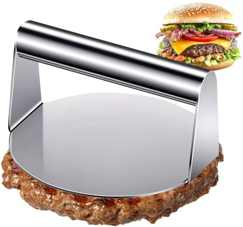 Smash Burger Press, 5.5 Inch Stainless Steel Burger Smasher, Flat Bottom Hamburger Press Patty Maker for Flat Top Griddle, Grill, BBQ and Kitchen Cooking