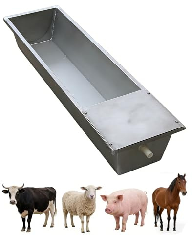 DPSXZMZ 100cm / 150cm Abbeveratoio Automatico Abbeveratoio per Cavalli con Valvola A Galleggiante, Bacino Automatico per Capre in Acciaio Inox per Bovini, Cavalli, Pecore,Argento,100cm