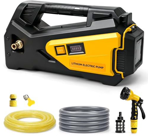 Vattenöverföringspump kompatibel med DeWalt 20 V-batteri, 1/4 HP 300 GPH trådlös självflödande bärbar pump med slangsats för husbil, båt, camping, utomhusvattenöverföring (inget batteri)