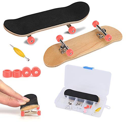 Zerodis Griffbrett Fingerskateboards, Professionelle Mini-Legierung Komplettes Holzahorn-Deck-Set Interaktives Spiel Kindergeschenke(Rot)
