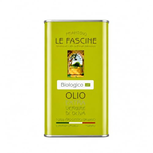 Le Fascine Huile d'Olive Extra Vierge Provençale Bio 100% Italienne Pugliese Produit à partir d'un seul cultivar provençal (Peranzane) (boîte de 3 litres)