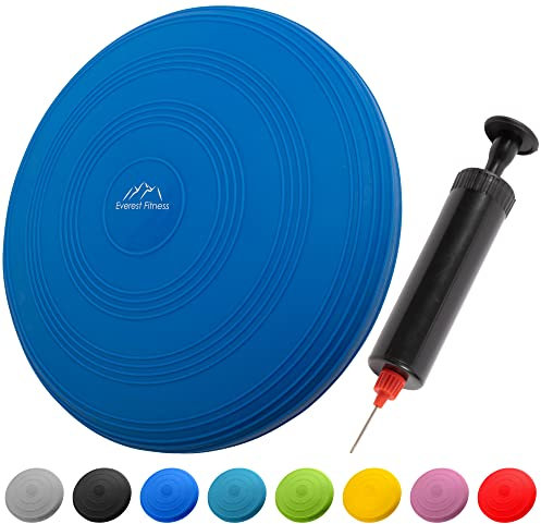 EVEREST FITNESS Balance Kissen - Luftkissen mit 33 cm Durchmesser - Ballsitzkissen zur Stärkung der Balance - Orthopädisches Sitzkissen zur Linderung von Rückenschmerzen, Balance Pad – dunkelblau