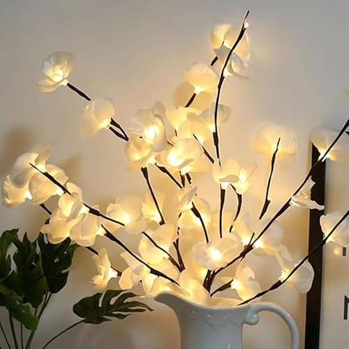 Esoes Lichterzweige, Leuchtzweige Lichter Zweige Lichterbaum LED Baum Lichterzweig für Innen Außen (Weiß)