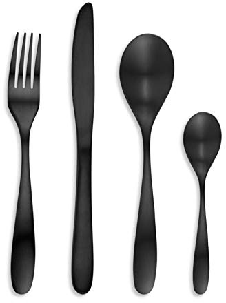 TB – Tafelbesteck – 16-teilig schwarz Edelstahl – maschinenwaschbar