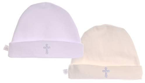 La Bortini Mütze Taufmütze 34-48 0 bis 36 Monaten Babymütze Baby Haube Weiß Creme Ecryl Ivory (Creme, 3-4 Monate)