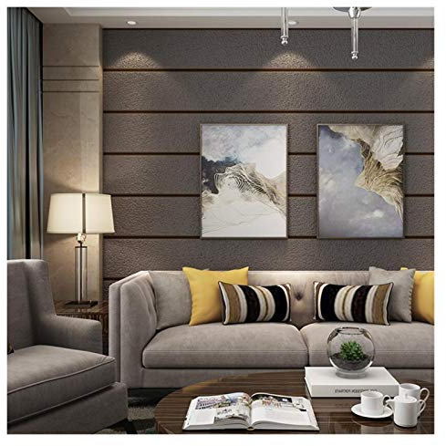 Tapete, Luxus-Tapete, Wohnzimmerdekoration, breite Streifentapeten, Papier, Peint, 3D-geprägter TV-Hintergrund, gestreifte Wandtapete, selbstklebende Tapete (Farbe: Kaffee, Maße: 53 cm (B) x 10 m (L))