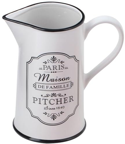 Maestro Paris Maison - Jarra de cerámica con asa (1 L), color blanco y negro
