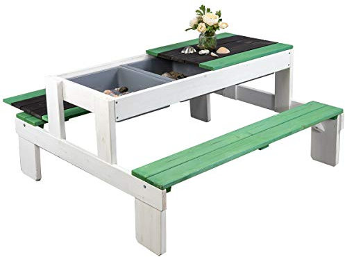 Meppi Sitzgruppe Stralsund Weiss/grün aus wetterfestem Holz - Kindersitzgruppe