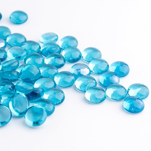 50 Stück Mini Glas Edelsteine,Meerblaue Mancala Steine ​​flacher Boden Marmorperlen für Zuhause dekorative Kunst Handwerk Vase Füllstoff (1.3CM~ 1.8CM)