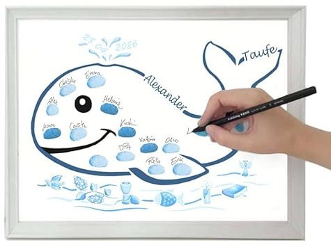 Taufe Geschenk Fisch Wal, Fingerabdruck Fisch Taufe personalisiert, Taufgeschenk Junge Mädchen, Wal Taufgeschenk, Taufe Wal Deko, Taufe Gästebuch Alternative