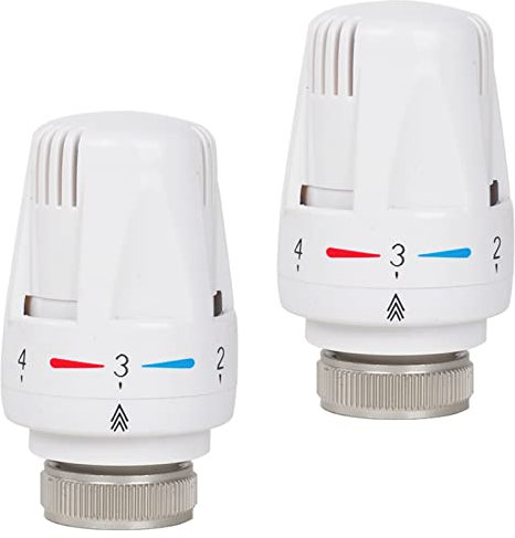 Jetisva 2pcs Thermostatic Radiator Valve Head Only M30 X 1.5, Automatic Radiator Thermostat Valve,Trv Radiator Valves White Plastic,Radiator Control Knob Replacement,Radiator Temperature Control Valve