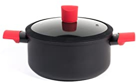 H&H Pulse Casseruola Antiaderente, Manici Soft Touch, Con Coperchio in Vetro, 20cm