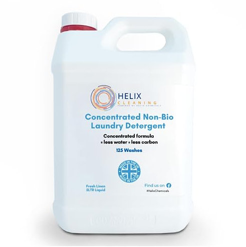 Helix Cleaning Concentrate Non-Bio Laundry Detergent Fresh Linen 5Ltr - 125 Washes Concentrated Formula = Less water = Less Carbon)100% Recyclable Bottle