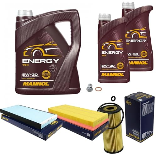 Inspektionspaket 7L MANNOL Energy 5W-30 für A-Klasse W169 B-Klasse W245 | Motoröl MANNOL Energy 5W-30 SCT Ölfilter Luftfilter Innenraumfilter Ablassschraube