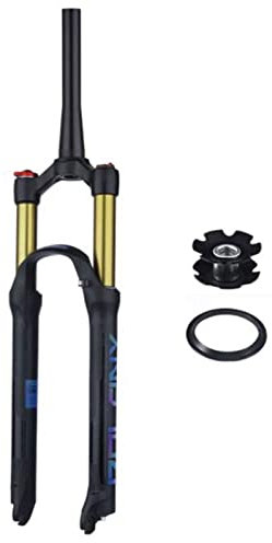 ZECHAO 1-1/2 Fahrrad Federgabel,Rebound-Anpassung 26/27,5/29in Schnellspanner Hub 125mm MTB Fahrrad Air Front Fork Fahrrad Federgabel (Color : Gold-Manual Lock, Size : 29inch)
