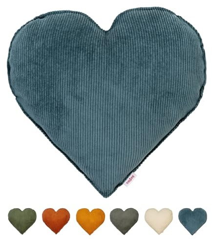 beties - HYggelig No.1 - Cord-Samt gefülltes Herzkissen ca. 40x35 cm; Romantisches Geschenk zum Geburtstag, Valentinstag oder Muttertag – Weiches Zierkissen für Sofa, Bett, Reisen und Deko Stofftiere