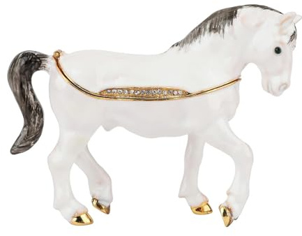 JTBDWOSK Mini Einhorn Pferd Schmuckkästchen Scharnier Handbemalte Emaille Tier Figur Ornamente Geschenk für Heimdekoration,A