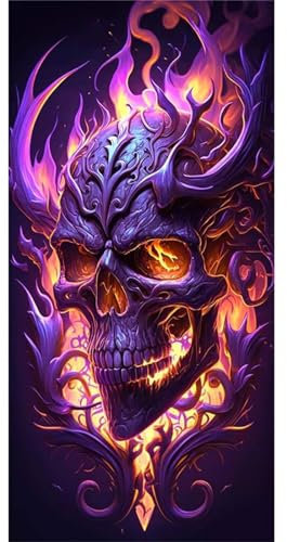 Yeecer Diamond Painting Fantasie Lila Totenkopf,Groß Diamant Painting Bilder Set 5D DIY Erwachsene Kinder Full Rundbohrer Stickerei Kreuzstich Malen nach Zahlen Kunst Handwerk Home Wand Dekor 40x80cm