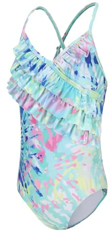 Aisyee Maillot de bain une pièce pour filles - Motif floral à volants, Mix Splash, 13-14 ans