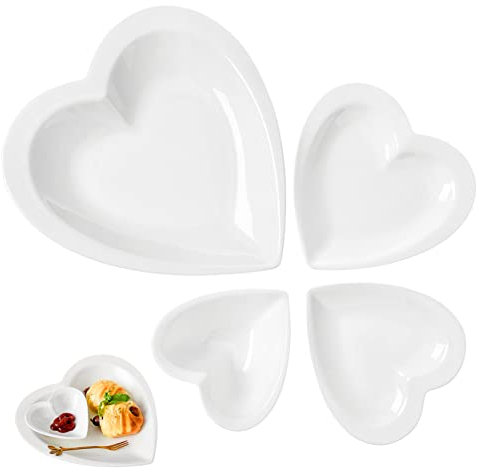 PHENOFICE 4stücke Herzförmige Keramikschalen Für Salat Obst Dessert Servierschalen Vorspeisenteller Küche Und Restaurant Geeignet