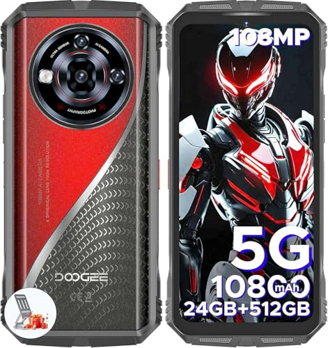 DOOGEE S118 Pro Telephone Portable Incassable 5G 【2025】, 24GB+512GB/2TB, D7050, 6.6 FHD+/120Hz, 10800mAh/33W, 108MP AI Triple Caméra, Android 14 Smartphone Incassable,BT5.2/WIFI6/NFC/5G Dual SIM/IP68
