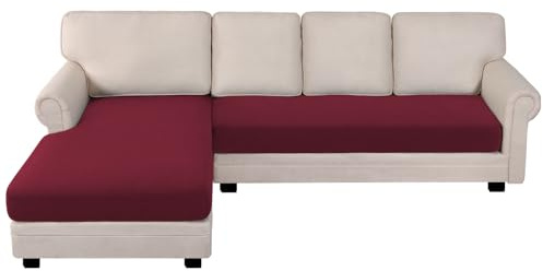 BellaHills Sectional Sofa Covers Sofa Seat Cushion Covers L Shape Separate Cushion Couch Chaise Cover for Sectional Sofa (Chaise + 3 Seater, Burgundy Red)