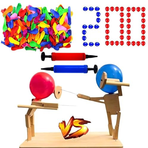 KBCYRT Balloon Bamboo Man Battle, Balloon Brawlers Game, Balloon Fencing Game, Balloon Head Fencing Game, Balloon Fighting Game, Fechten Balloon Game for 2 Players (200 Balloons+2 Balloon Pumpe)
