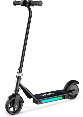 iScooter IK3 Trottinette électrique pour Enfants de 6 à 12 Ans,Frein électronique à Manille,Frein arrière à pédale,lumières LED colorées,écran LED,Noir