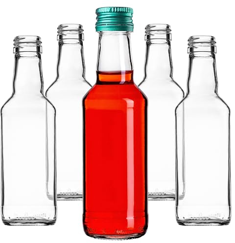 KADAX 50er Set Glasflaschen 200ml mit Schraubverschluss Grün – Leere kleine Flaschen zum Befüllen für Likör, Schnaps, Öl, Essig & Sirup, Glass Bottles, Refillable