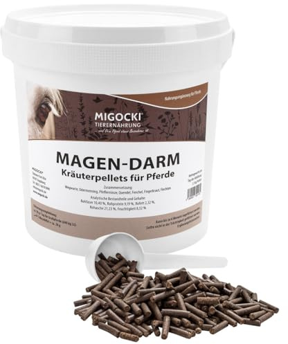 MIGOCKI Magen-Darm-Kräuter für Pferde - Kräutermischung ohne Zusätze, Pelletiert 1,5kg