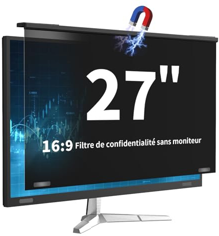 DEJIMAX Protector de pantalla magnético de privacidad de 27 pulgadas, antirreflejos, resistente a los arañazos y filtro de luz azul para monitores de computadora, cubierta de privacidad fácil de