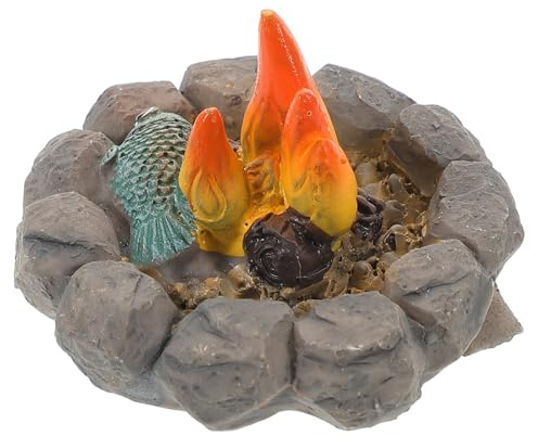 HEALSOPTHY Cheminée miniature pour maison de poupée Modèle réaliste de feu de camp avec flamme simulée Décoration pour thèmes de camping et scènes de contes de fées Accessoires pour paysages et scènes
