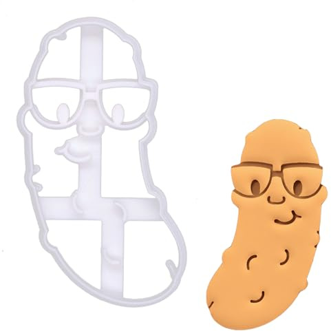 BAKERLOGY Emporte-pièce Cornichon geek – Biscuits sur le thème de Noël, design détaillé pour pâtisserie et loisirs créatifs, idéal pour fondant, pâte, argile