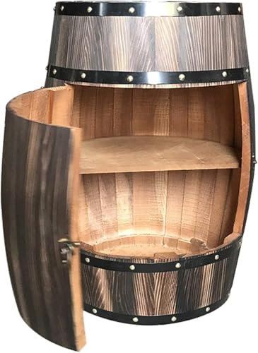 Massivholz Eiche Fass Weinschrank mit Verriegelung Tür Dekorative Bierfass Display Naturholz Lagerung für Weinkeller Dekoration