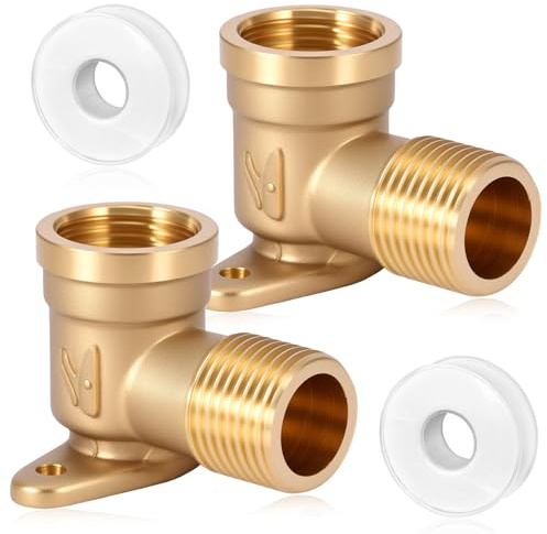 1/2 Wandscheibe, 2 Stück Messing Bogen Mit Innengewinde Wandkasten Messingwinkel 90 Grad WinkelMessing Dichtband für Wasserleitungen 19MMx13M
