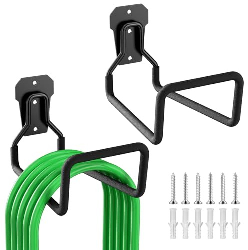 Nicphyn 2 Pièces Support Tuyau Arrosage Mural Extérieur, Porte Tuyau Arrosage Mural, Crochet, Rangement, Range, pour Câble D'Extension